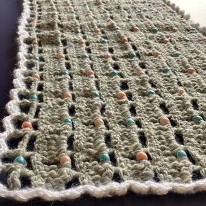 Small Lap Blanket Child Wheelchair ADHD Autism Fidget Beaded Handmade Crochet